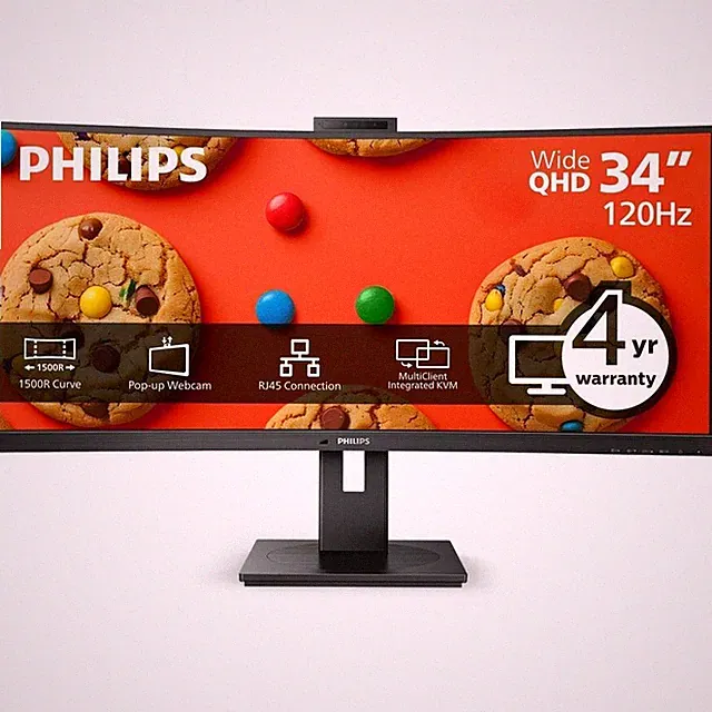 PHILIPS 34B1U5600CH 34" UWQHD 3440x1440 120Hz 4ms LCD Curved VA Monitor