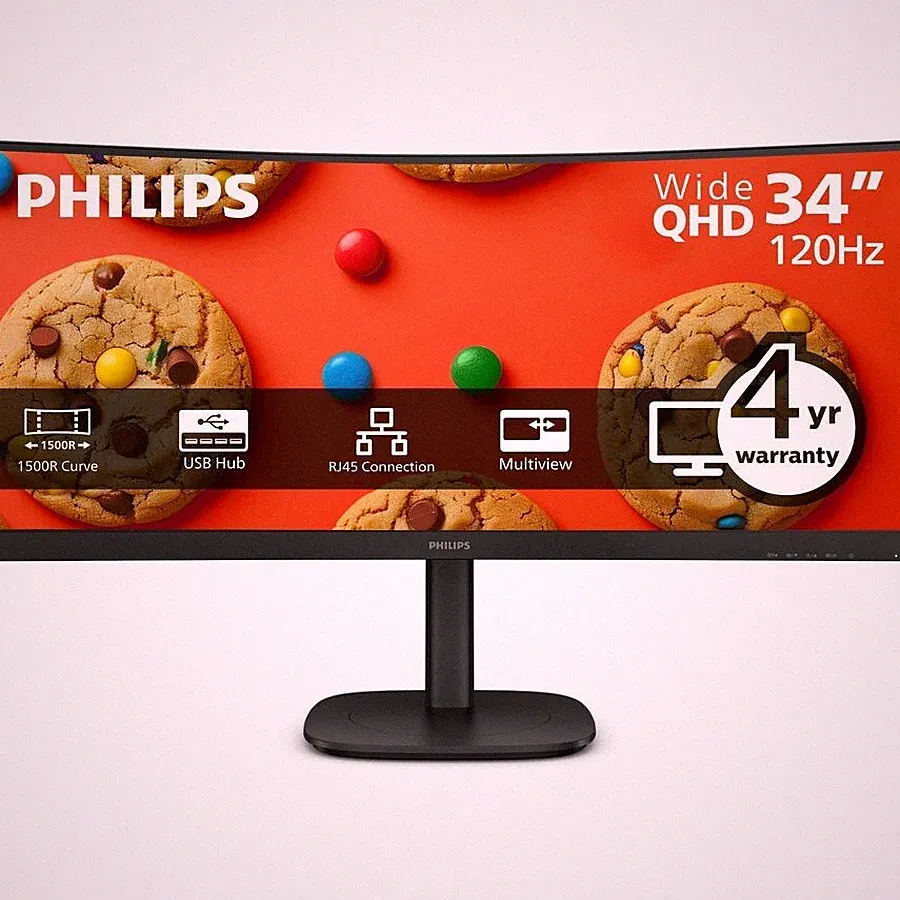 Philips 34B2U3600C 34" Class UW-QHD Curved Screen LED Monitor - 21:9