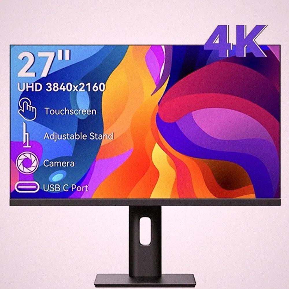 Pisichen 27in 4K UHD IPS Touchscreen 60Hz Monitor Camera USB-C HDMI DP