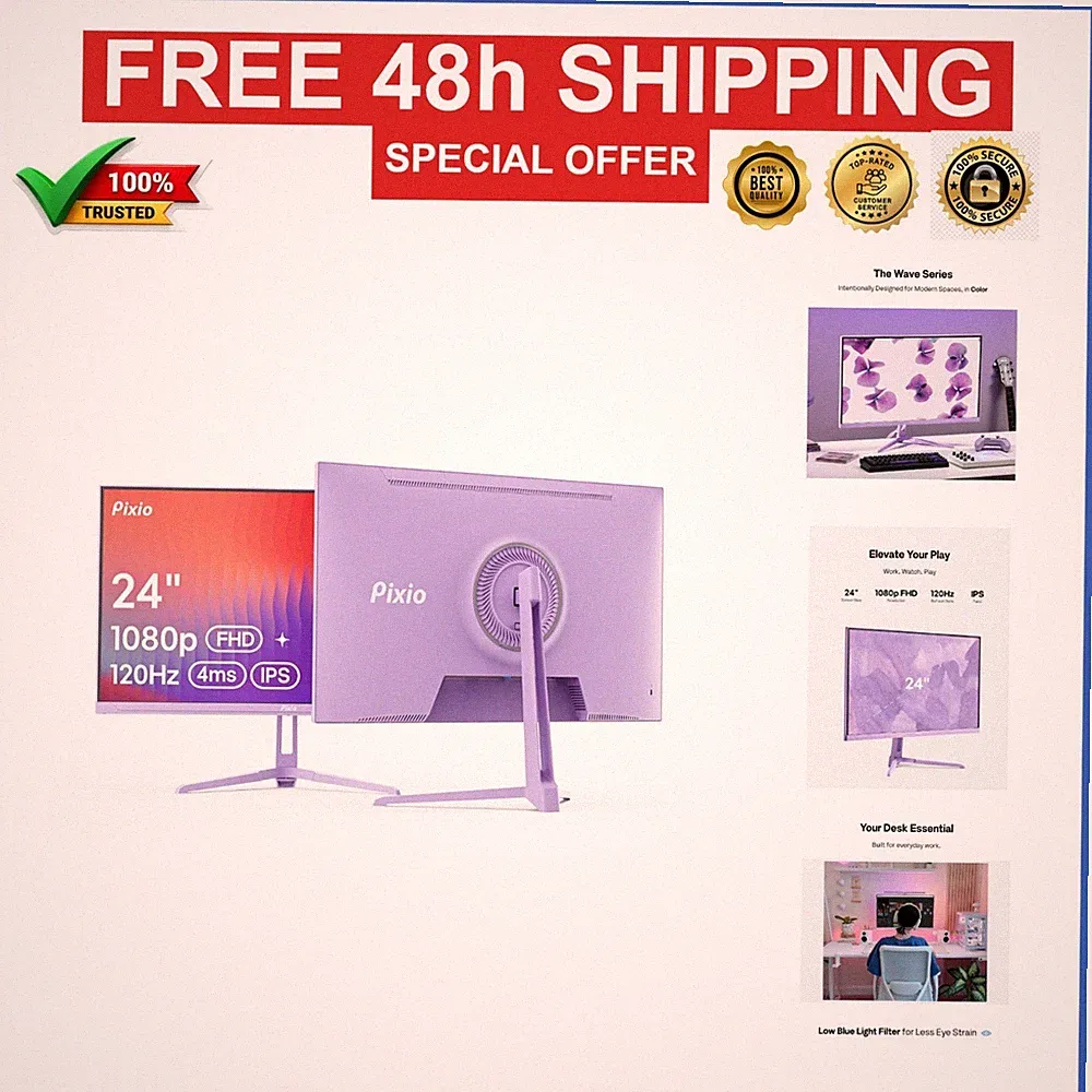Pixio PX246 Wave Purple 24" Monitor FHD 1920x1080 120Hz IPS FreeSync