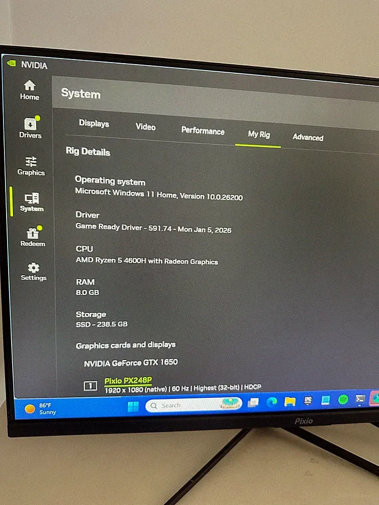 Pixio PX248 Prime 24" Gaming Monitor-Used