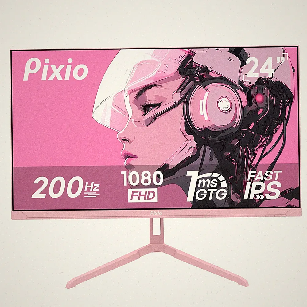 Pixio PX248Wave 24in 200Hz FHD Gaming Monitor Pink IPS 1ms