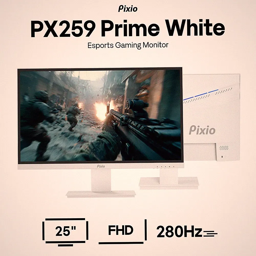 Pixio PX259 Prime White 24.5" 280Hz 1080p 1ms GTG eSports Gaming Monitor