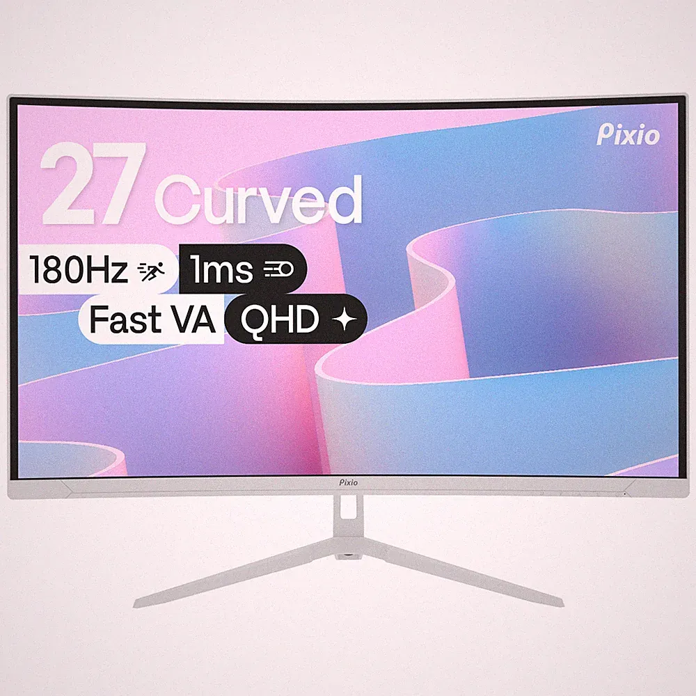 Pixio PXC278 Wave White 27" Curved 1440p 1ms 180Hz Gaming Monitor B-STOCK 112170