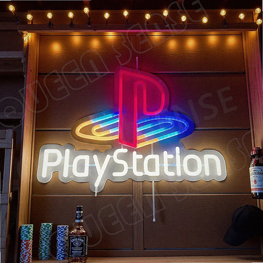 Playstation Game LED Neon Sign With Dimmer USB Powered Adjustable Light