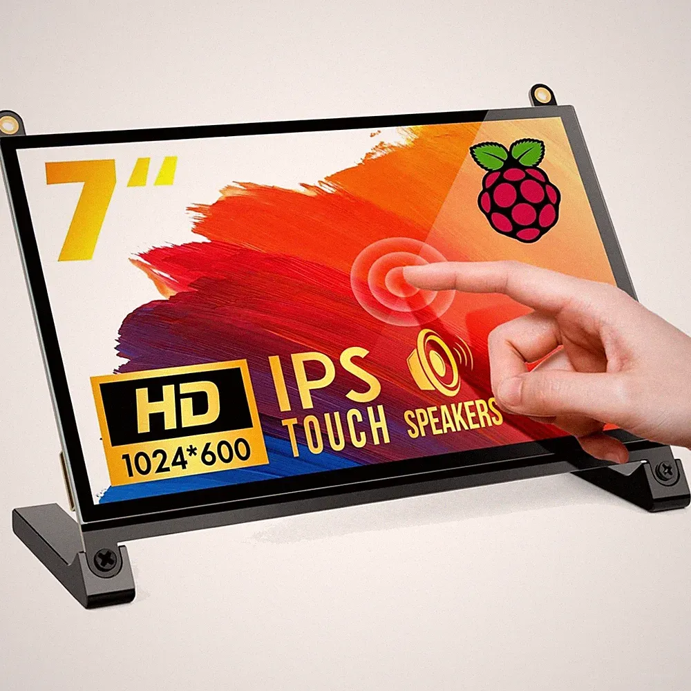 Portable 7" Pi Touchscreen Monitor, Plug & Play, IPS Display