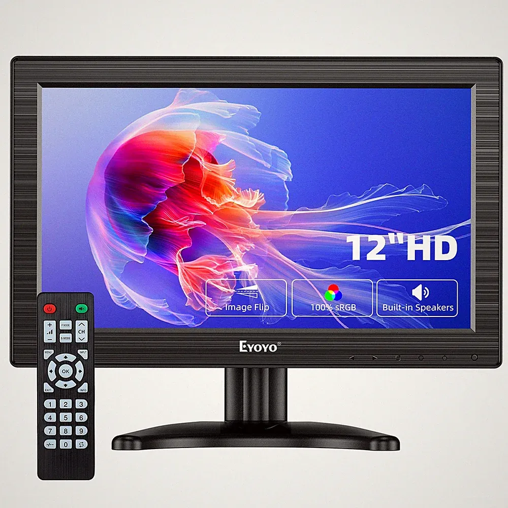 Eyoyo 12 Inch CCTV Security Monitor with AV HDMI BNC VGA for Surveillance Remote