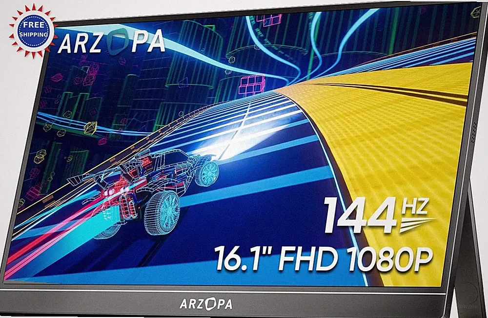 Portable Gaming Monitor 16.1 144Hz 1080P FHD 106% sRGB HDR Kickstand ARZOPA