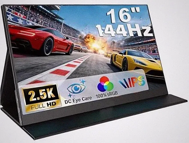 Portable Gaming Monitor 16:10 HDR Eye Careful,100% sRGB 16" 2.5K 144Hz