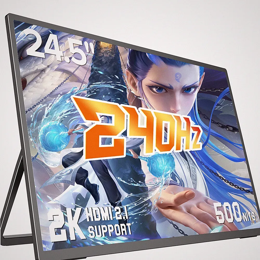 Portable Gaming Monitor 24.5" 240Hz QHD 2560x1440 DP 1.4 w/Stand VESA USB-C HDMI