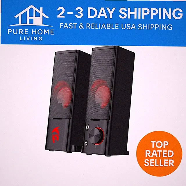 Portable GS550 Stereo Speakers - USB Powered with Headphone Jack and Bass Boost