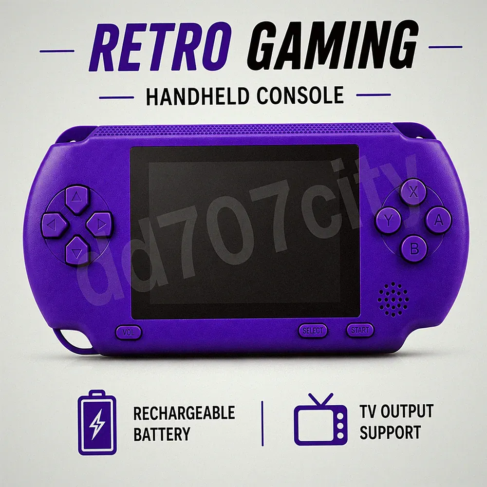 Portable Handheld Game Console Rechargeable Retro Gaming System Built In Games