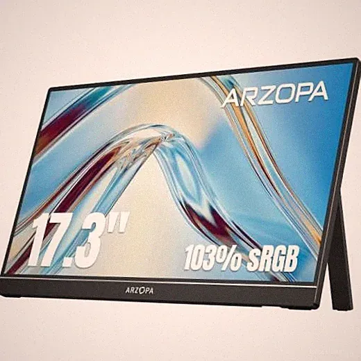 Portable Monitor, 1080P FHD 103% sRGB IPS Gaming Monitor 17.3" Black A1M