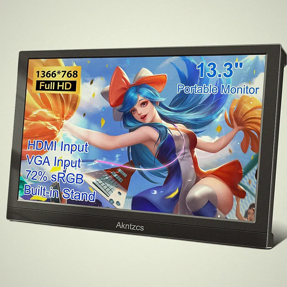 Portable Monitor 13.3 Inch HD 1366 * 768 External Laptop Monitor HDMI Travel...