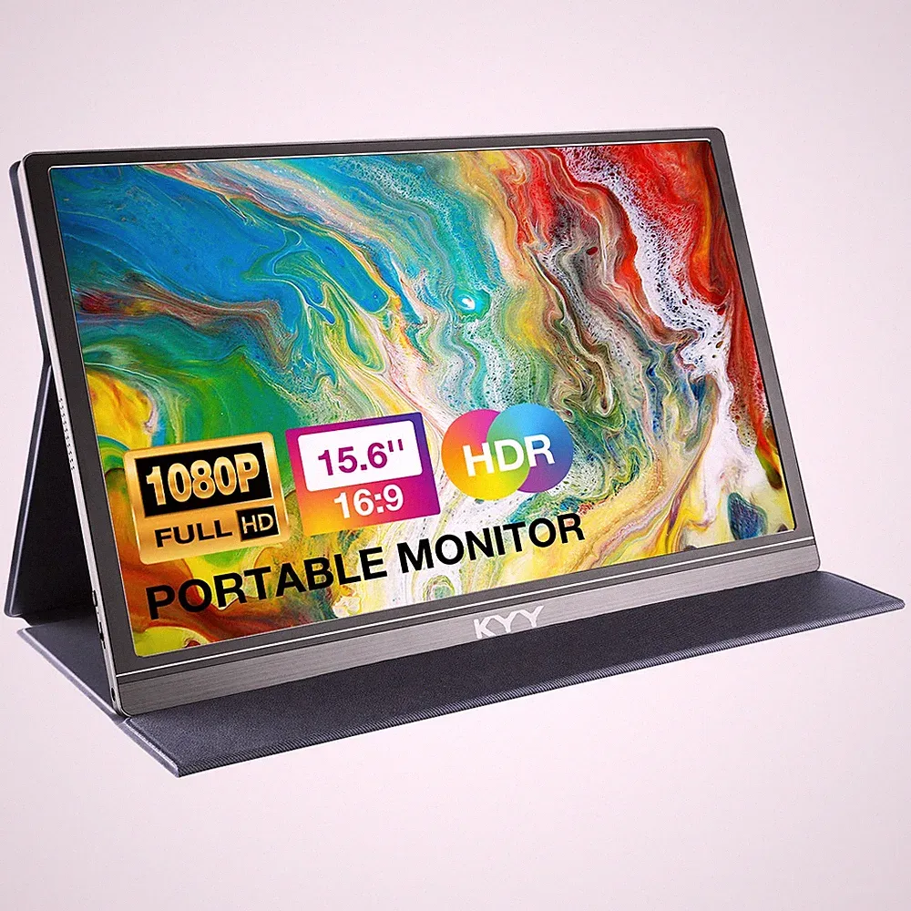 Portable Monitor 15.6" 1080P Computer Monitor Screen Extender w/Cover