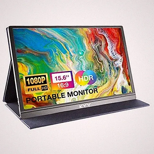 Portable Monitor 15.6" 1080P Computer Monitor Screen Extender w/Cover Grey