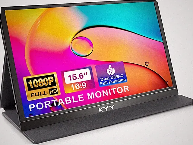 Portable Monitor 15.6'' 1080P FHD USB-C Laptop Monitors W/Smart Cover & Dual Spe
