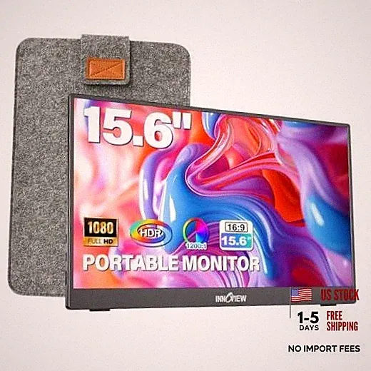 Portable Monitor 15.6" 1080P for Laptop with Protective Sleeve, 15.6 Inch