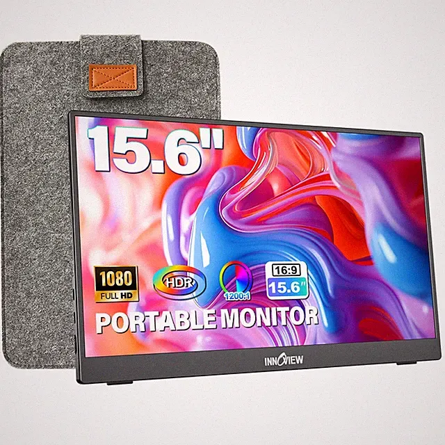 Portable Monitor 15.6" 1080P for Laptop with Protective Sleeve, Built-in 90°...