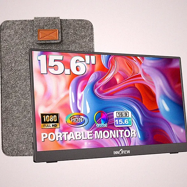 Portable Monitor 15.6" 1080P for Laptop with Protective Sleeve, Built-in 90°...