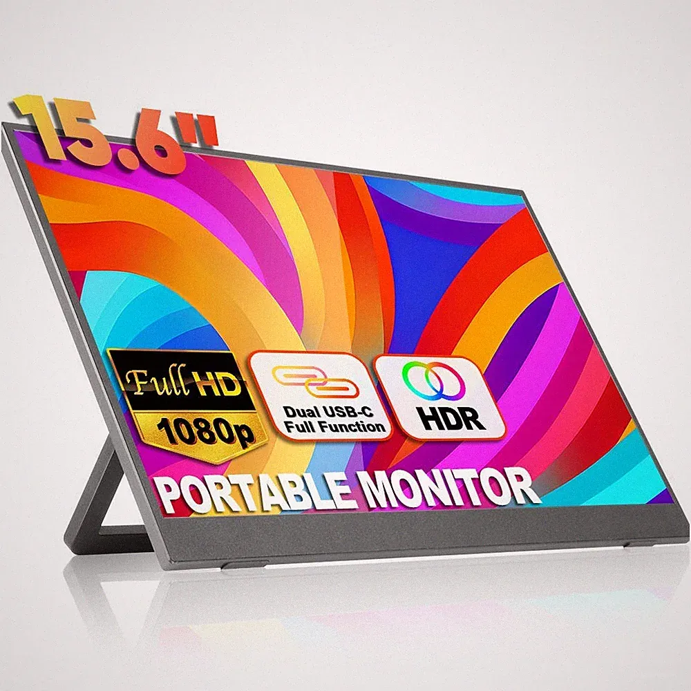 PORTABLE MONITOR 15.6'' 1080P FULL HD DUAL USB-C MONITOR For Laptop & Gaming
