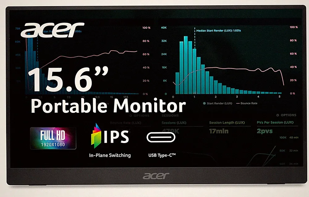 Portable Monitor 15.6 FHD IPS Adaptive Sync USB C HDMI Acer PM161Q