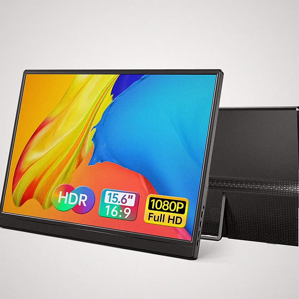 Portable Monitor 15.6 Inch 1080P 60Hz IPS HDR Ultra-Slim Travel Monitor with...