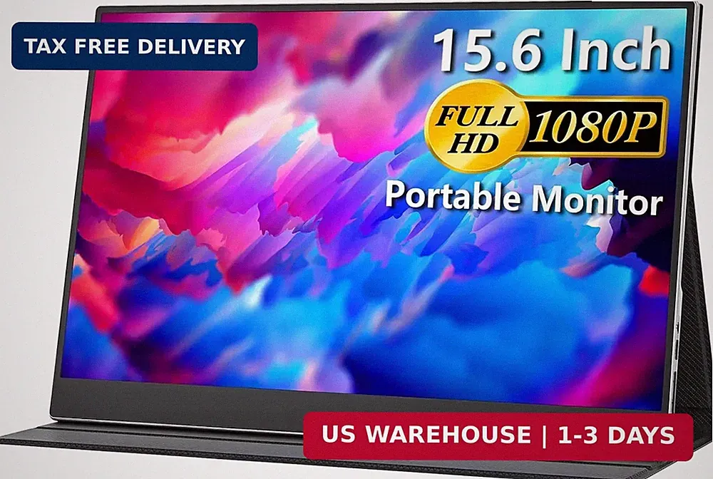 Portable Monitor 15.6 Inch 1080P FHD 60Hz 85% sRGB Travel Monitor with S