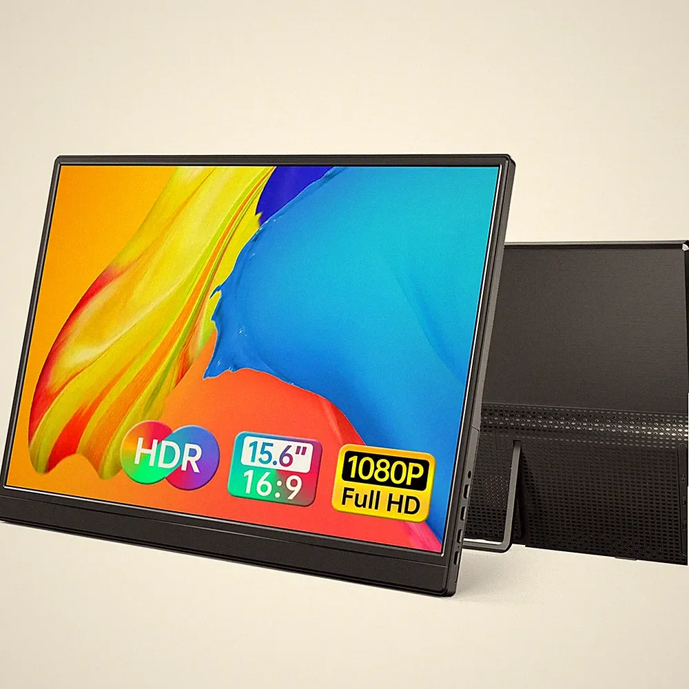Portable Monitor 15.6 Inch 1080P USB-C HDMI Ultra-Slim Travel Monitor with Kicks