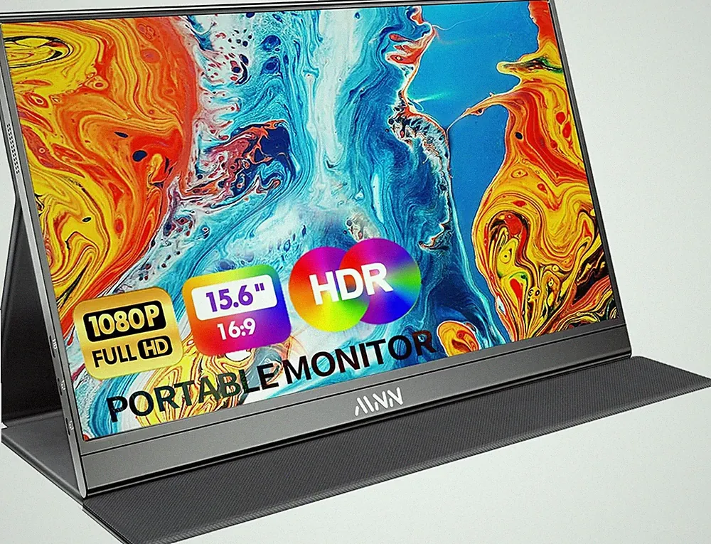 Portable Monitor 15.6Inch FHD 1080P USB C HDMI Gaming Ultra-Slim IPS Display W/S