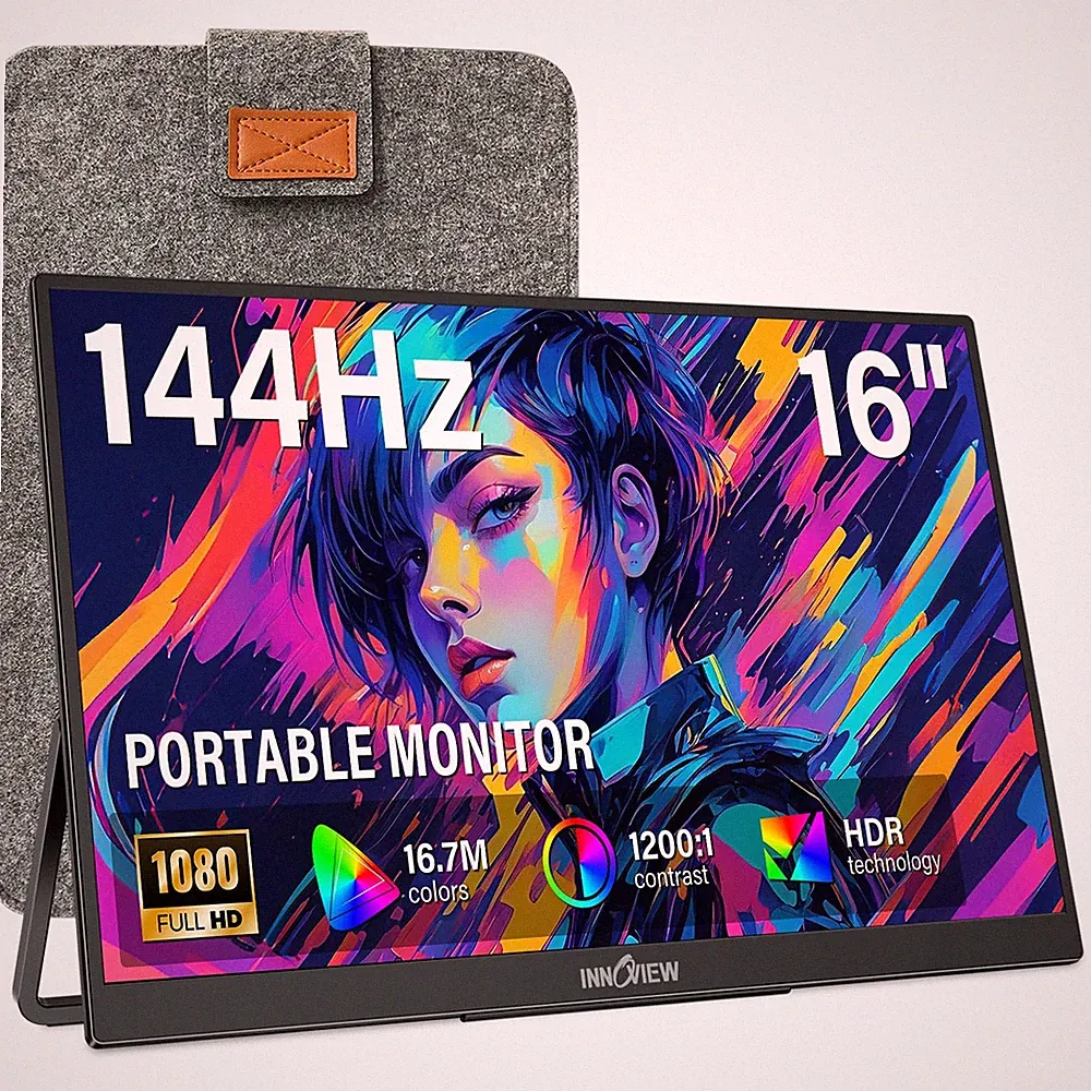 Portable Monitor 16 144Hz 1200P FHD Gaming Lightweight InnoView INVPM401 Sleeve