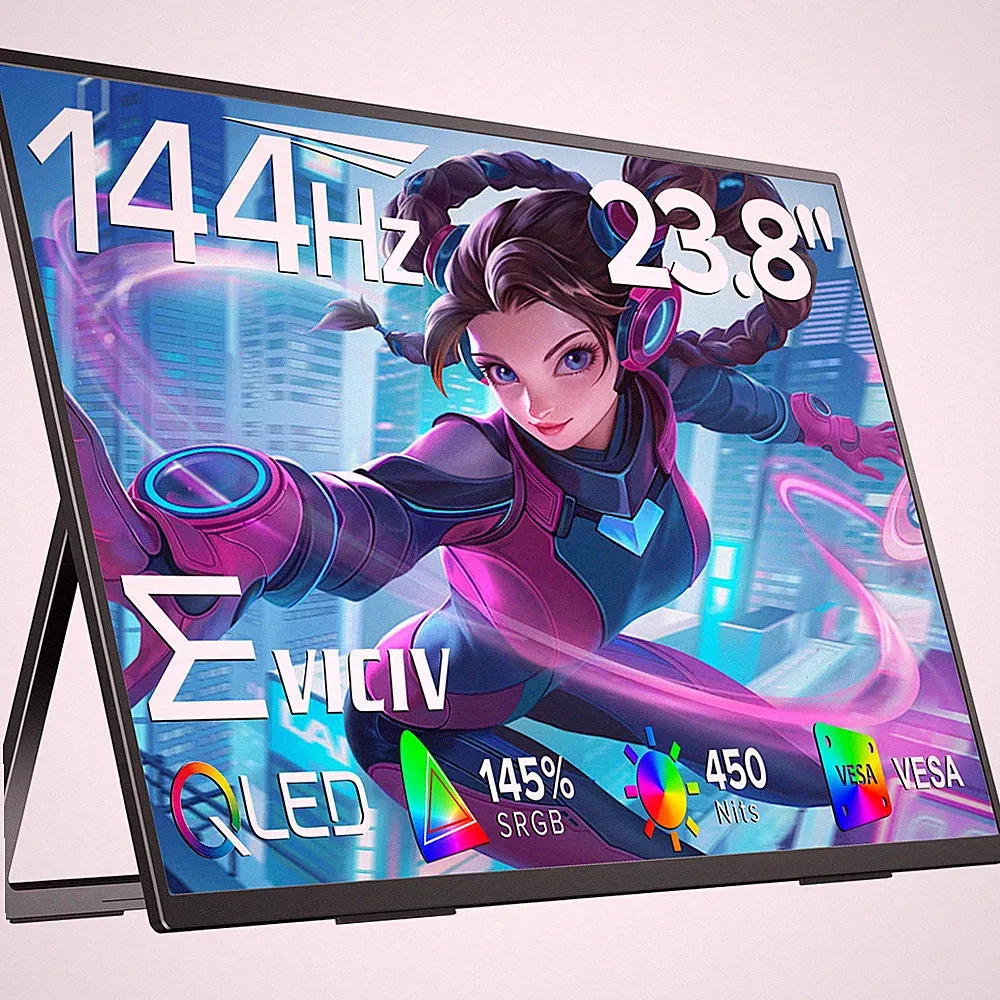 Portable Monitor 24" 144Hz 1080P 145% sRGB QLED Gaming Monitor FreeSync Screen
