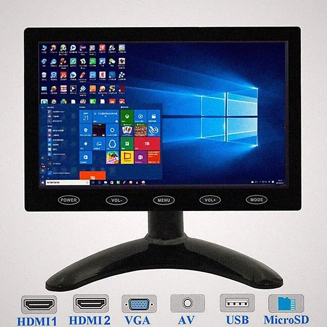 Portable Monitor 7" LCD CCTV PC Screen USB AV RCA VGA HDMI for DSLR Raspberry Pi