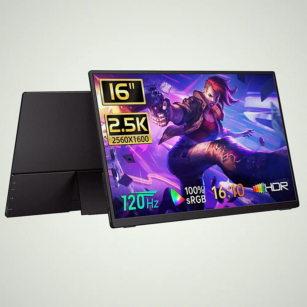 Portable Monitor Gaming 2.5K 120Hz, 16" 2560x1600 QHD 16:10 400 Nits HDR Free...