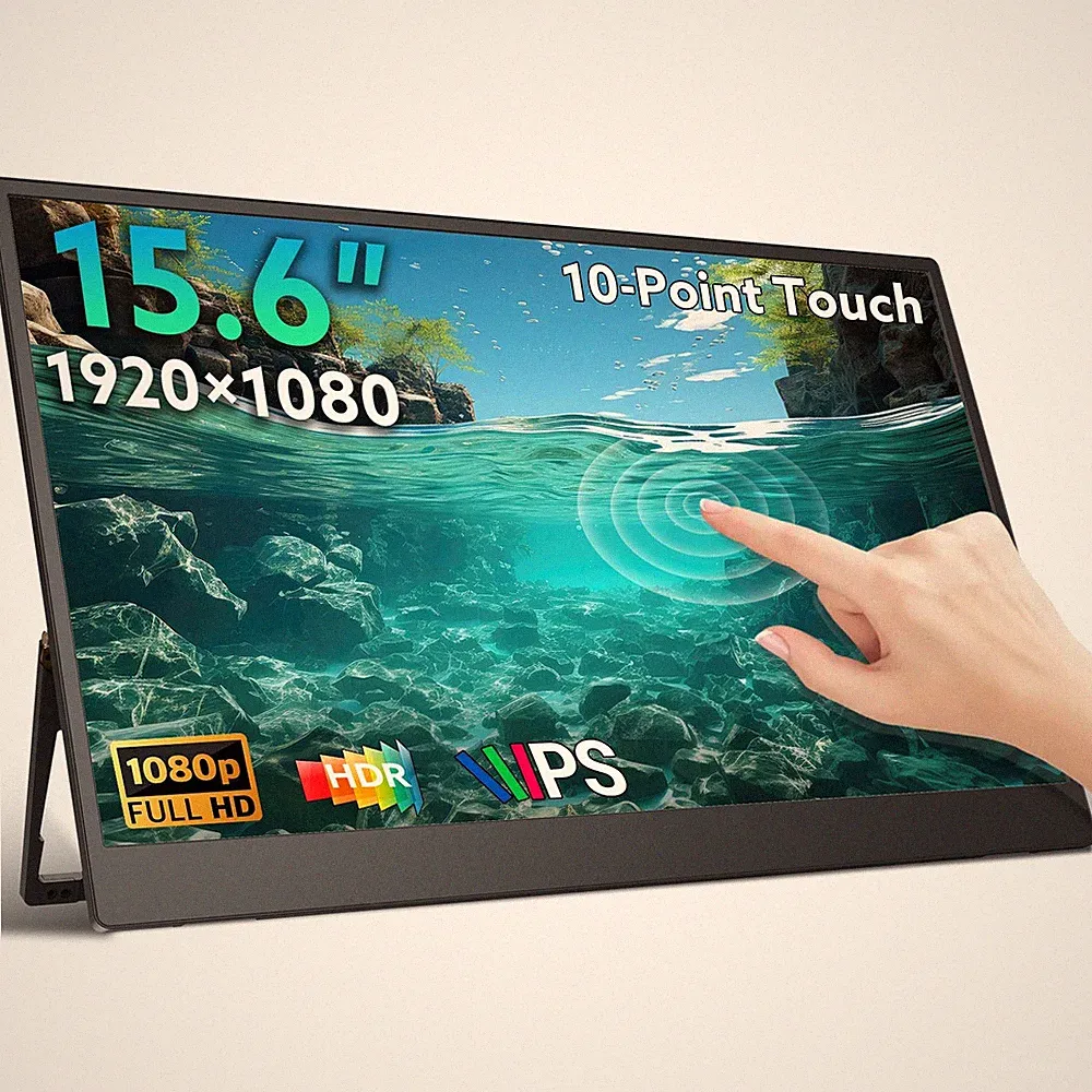 Portable Monitor Touchscreen 15.6'' FHD 1080P USB-C HDMI Ultra-Slim Gaming Di...