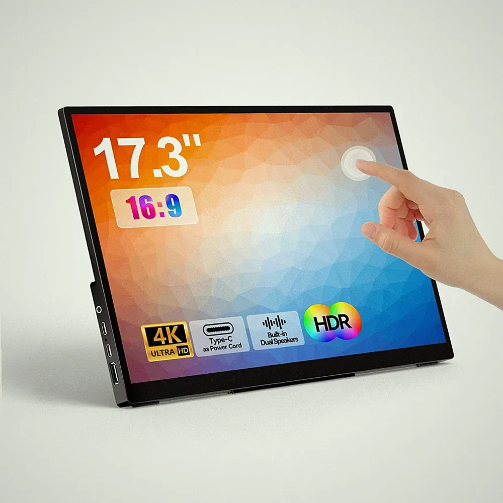 Portable Monitor Touchscreen 17.3 Inch 4K 60Hz 3840x2160 UHD Metal Frame,Trav...