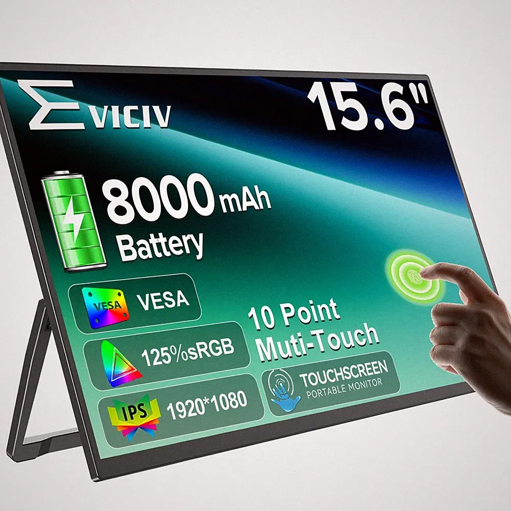 Portable Monitor Touchscreen with Battery 8000mAh, 15.6” 125% sRGB Ultra-Slim...
