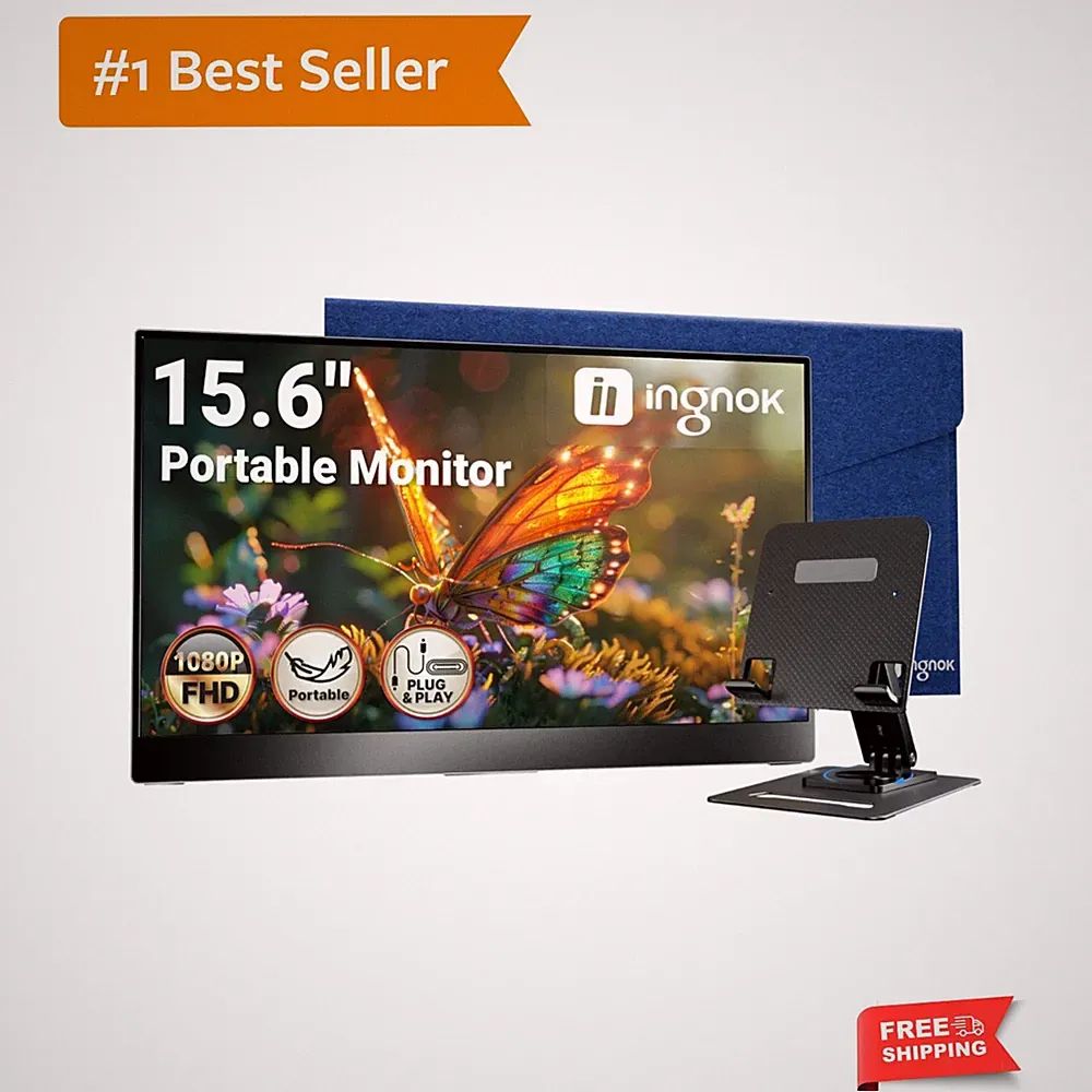 Portable Monitor, Ultra Slim 15.6 Inch FHD IPS Laptop Screen Extender with Ad...