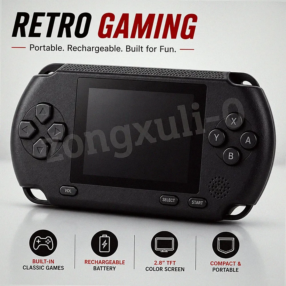Portable Retro Gaming Console Handheld Arcade Game System Rechargeable 16 Bit