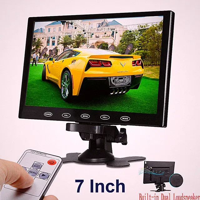 Portable Touch Button 7" LCD Monitor with HDMI VGA AV Inputs Built-in Speaker