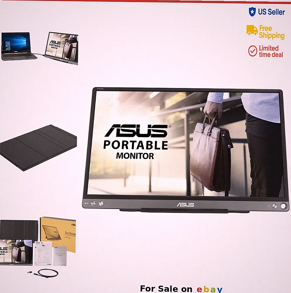 Portable USB Monitor 15.6 Inch Full HD 1920x1080 IPS USB Type C Flicker Free