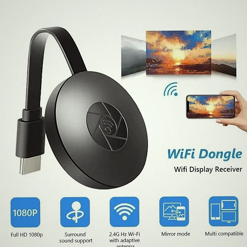 Portable Wireless HDMI Display Mirror Screen 1080P G2 TV Screen Mirroring