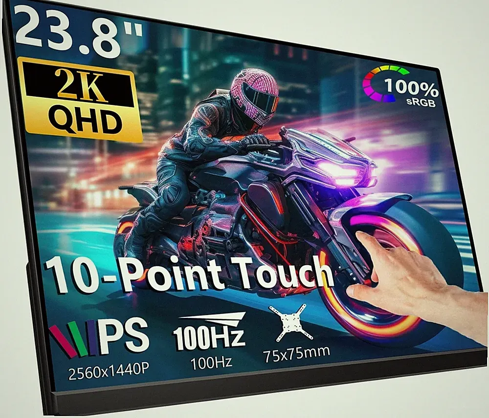 Prechen 23.8" 2K 2560x1440 100Hz Portable Monitor Touchscreen Kickstand
