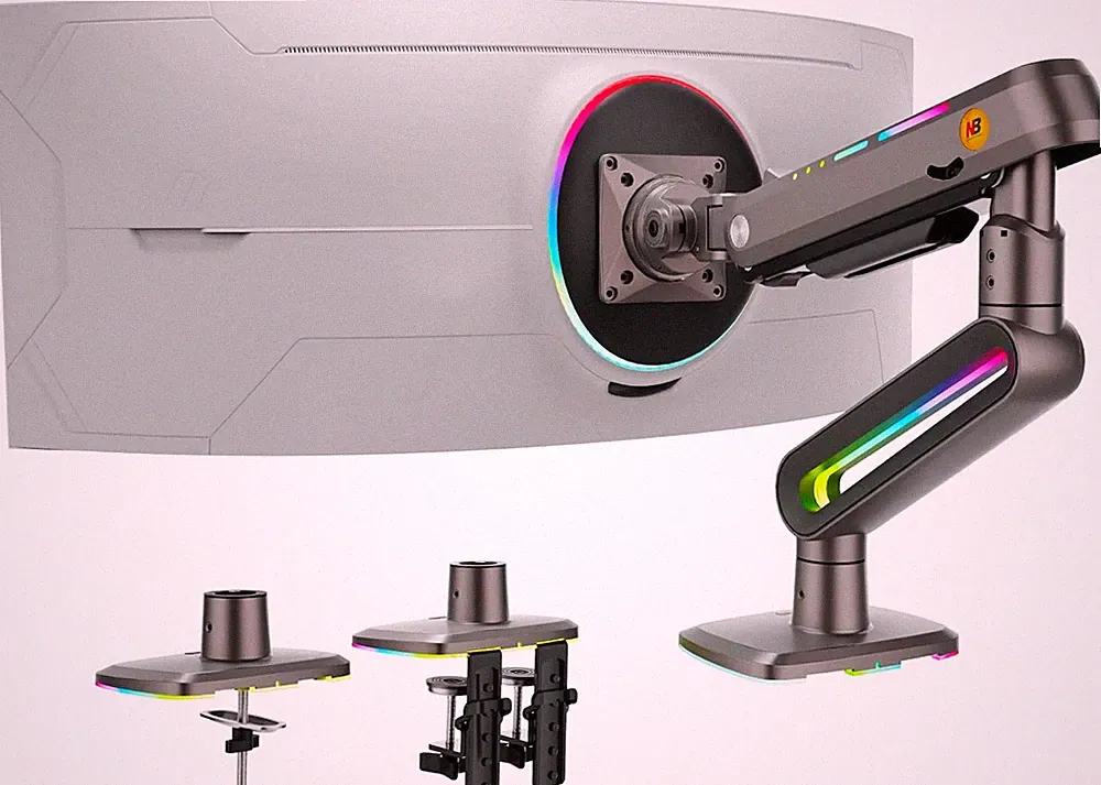 Premium RGB Gaming Monitor Arm for 32-60" Screens, Heavy Duty, Adjustable