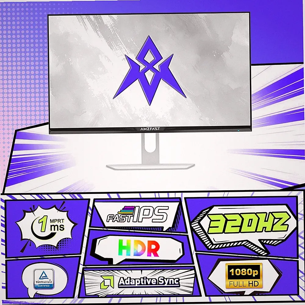 Pro Gaming 25" White Monitor AI Crosshair HDR Night Vision