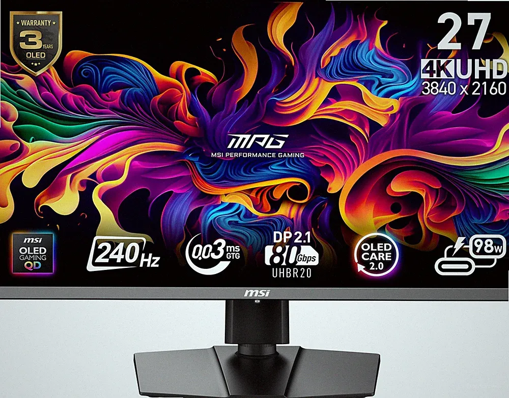 Pro Gaming Monitor 27 inch 4K UHD 240Hz QD OLED 0.03ms Response