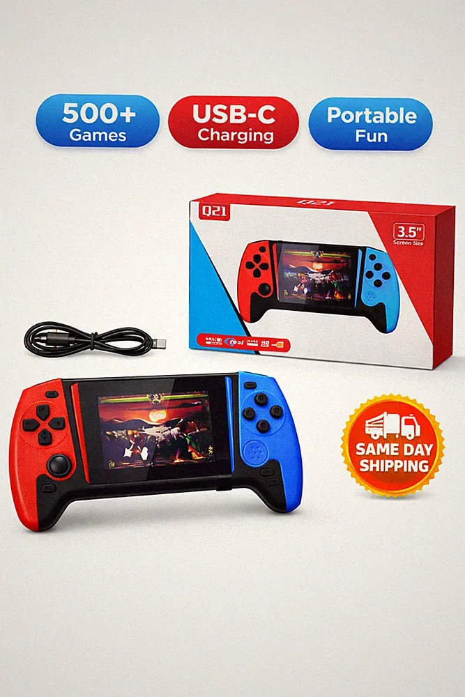 Q21 3.5” Handheld Retro Game Console Portable Gaming System Built-In Games USB