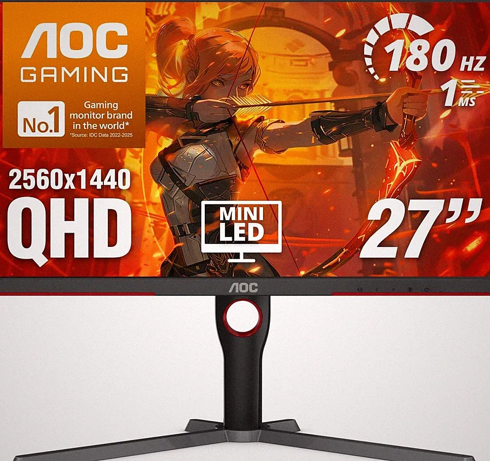 Q27G3XMN 27" QHD Gaming Monitor, 2560X1440, Mini LED, 180Hz 1Ms Gtg, HDR 1000, S