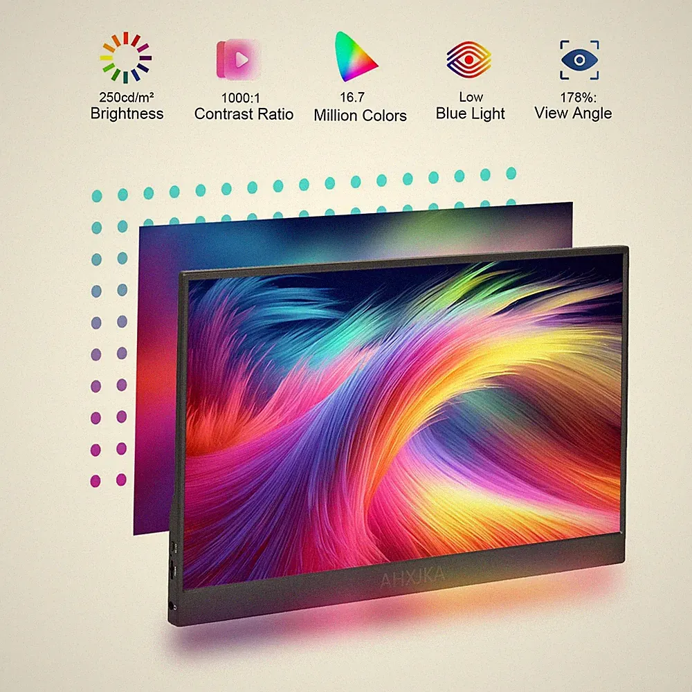 QQU 14" Portable Touchscreen Monitor, 1920 x 1200 IPS/HDR Ultra-Slim Travel