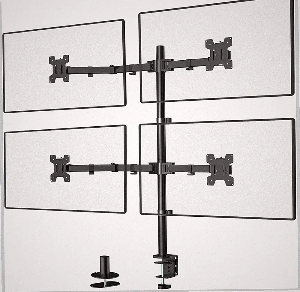 Quad Monitor Desk Mount, 4 Monitor Stand Fits Heavy Duty Computer Screens, New